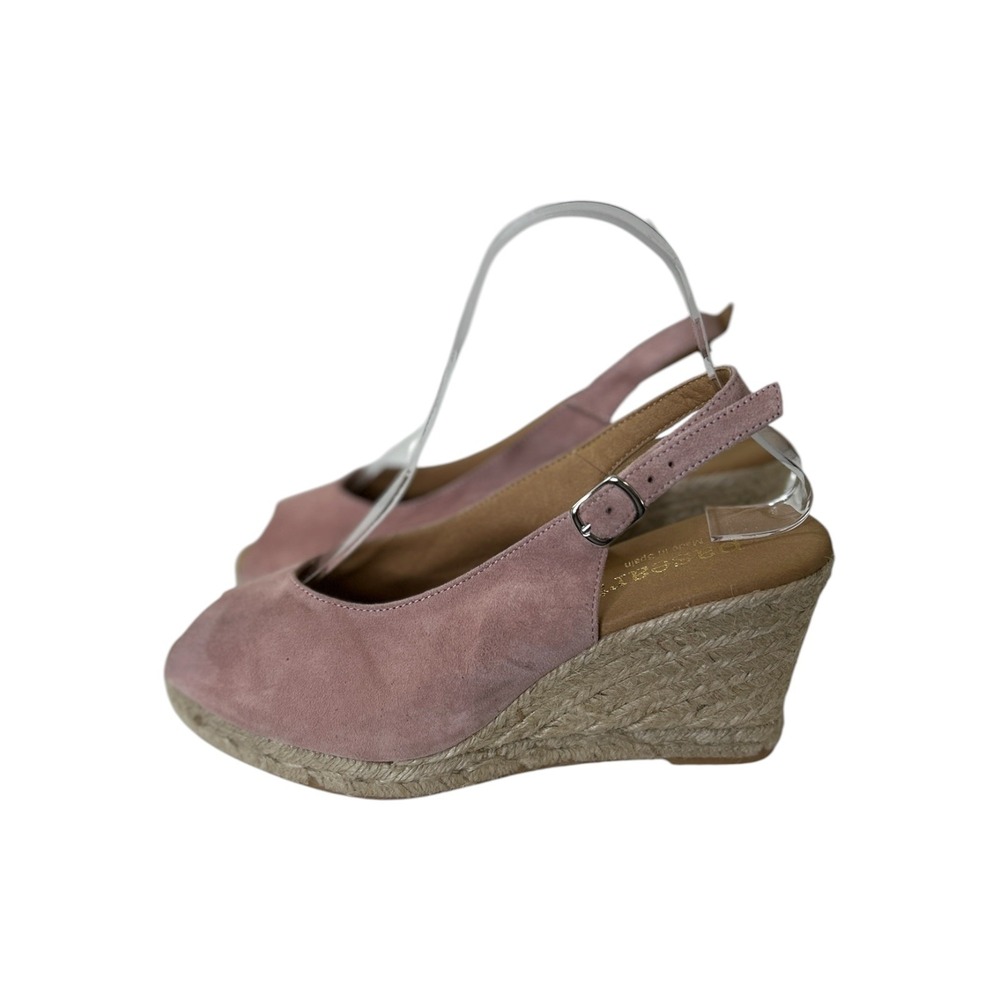 Paseart Pink Suede Peep Toe Espadrille Wedges Size EU- 38 US-7.5